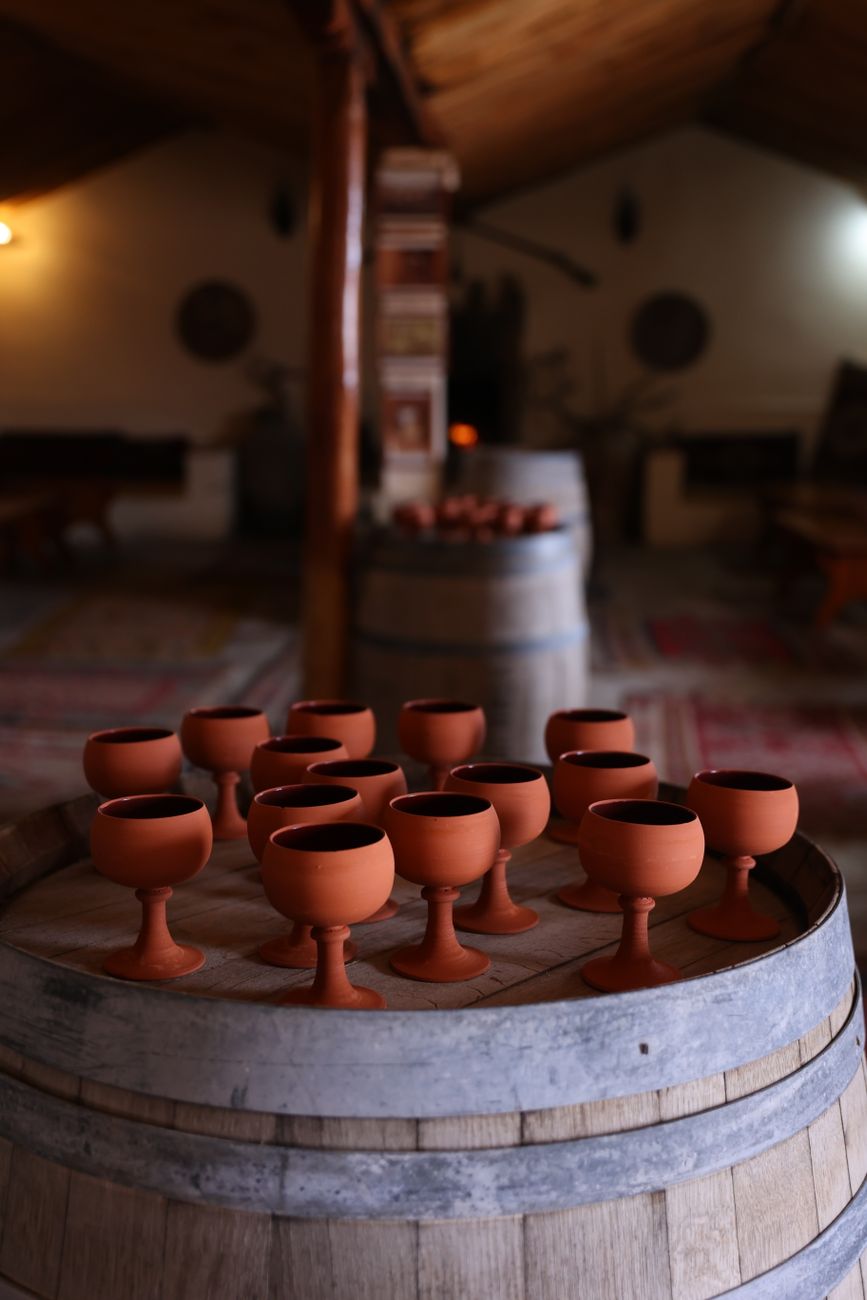 Georgian earthenware qvevri vessel underground